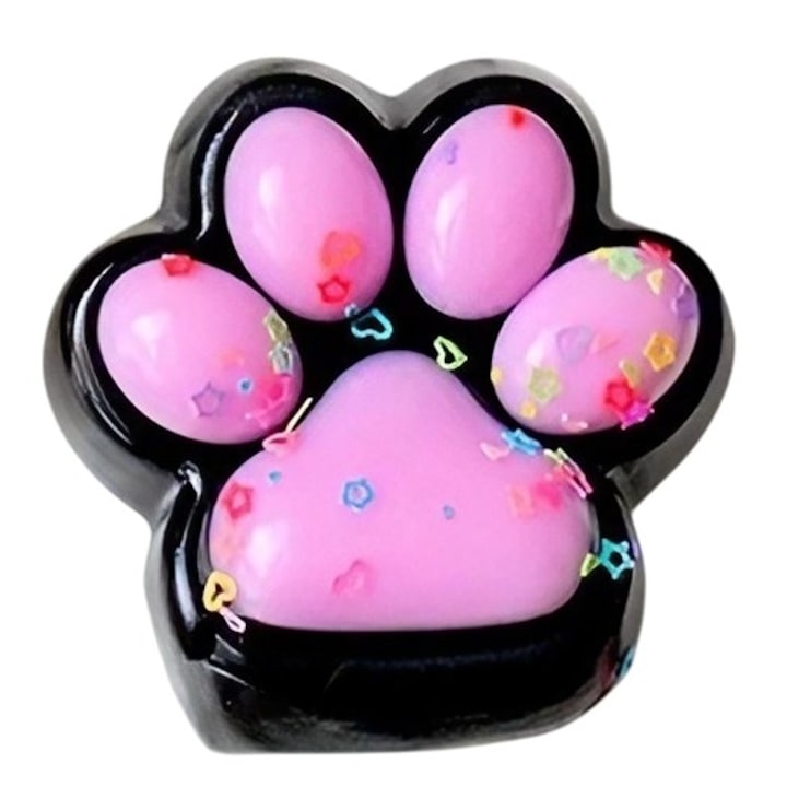 Антистрес играчка Squishy, бавен отскок, шарка с блестящи котешки лапи, семейство Squishi Pinch, светло розово