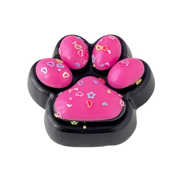 Антистрес играчка Squishy, бавен отскок, шарка с блестящи котешки лапи, семейство Squishi Pinch, тъмно розово