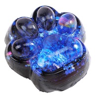 Jucarie antistres squishy, cu revenire lenta, model labuta de pisica cu sclipici, Squishi Pinch Family, albastru-negru