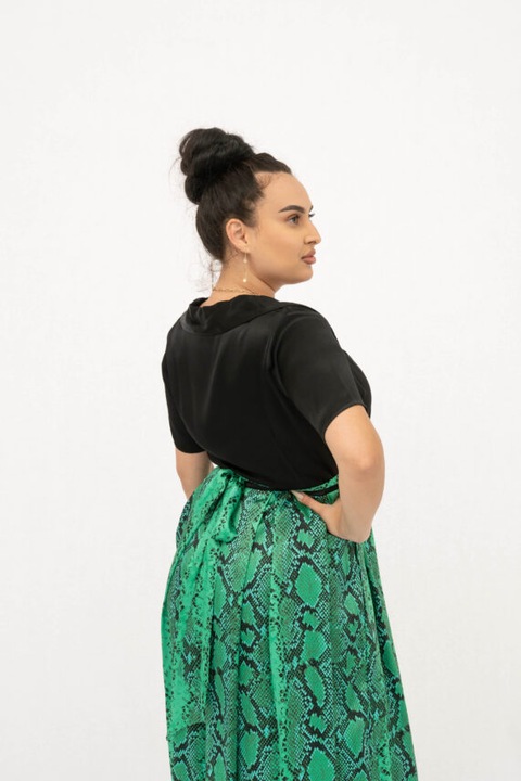 Рокля с животински принт, зелена, за жени