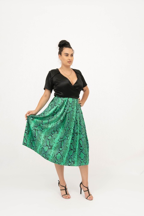 Rochie animal print, verde, pentru femei