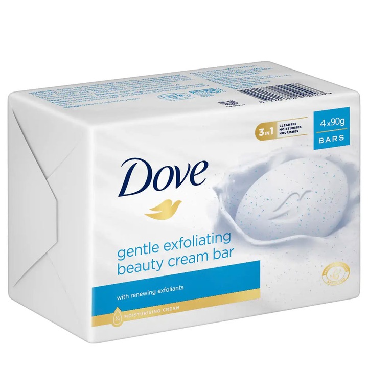 Опаковка от 2 X Нежен ексфолиращ сапун Dove 4x90g
