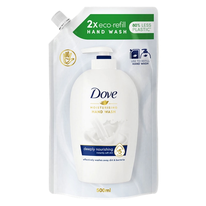 Опаковка от 2 X Dove оригинален резервен течен сапун 500 мл