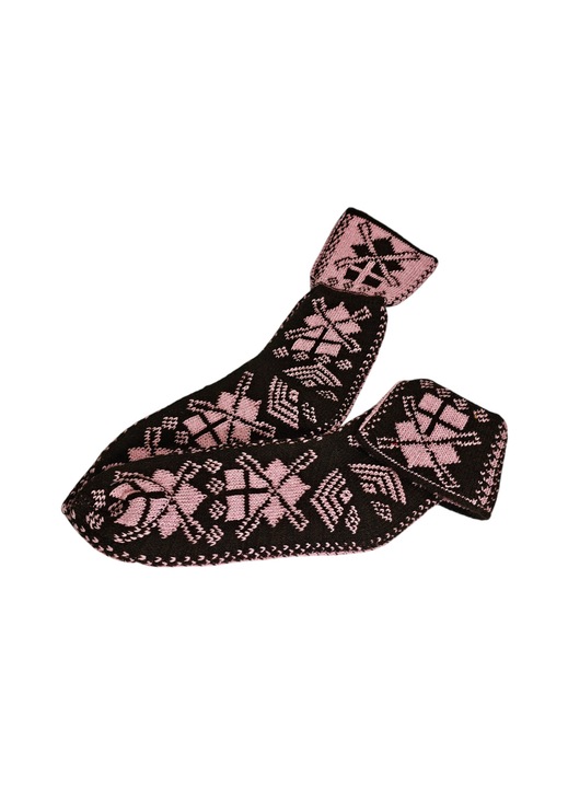 Sosete Tricotate Tip Ciupici Dama, Lana, Motive Etno, Kral Artisan, si Roz, Universala, Maro inchis, One Size