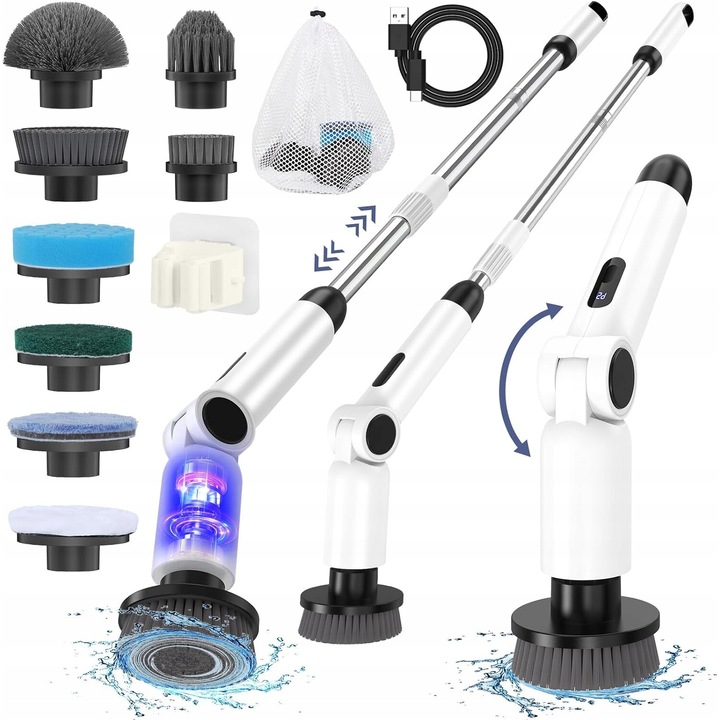 Perie electrică de curățare Luka, 8 capete, impermeabilă, încărcare USB, 5000mAh