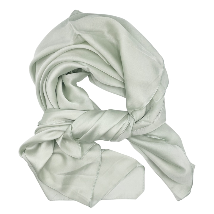 Esarfa matase pentru femei Angelique, Verde pastel, 80x170cm