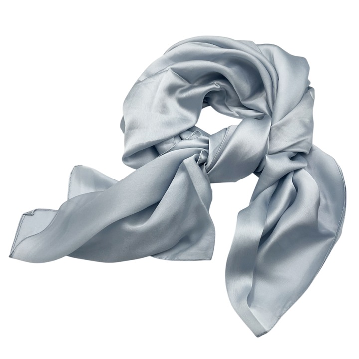 Esarfa matase pentru femei Angelique, Gri bleu, 80x170cm