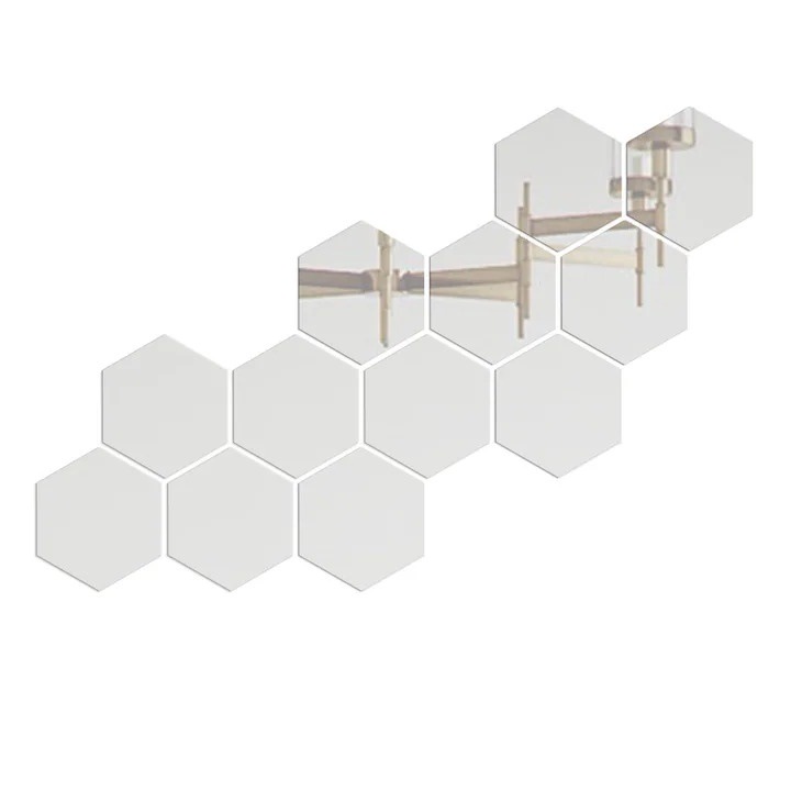 Комплект от 8 шестоъгълни акрилни огледала 12,5 x 11 x 6,5 cm Диаметър 12,5 cm