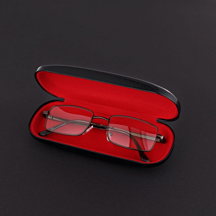 Ochelari de citit fotochromatici ST342A, cu dioptrii +3.00, rame din otel inoxidabil, culoare maro, set cu etui si stergator