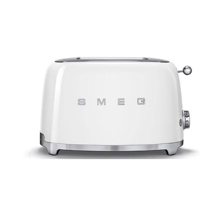 Тостер SMEG TSF01WHEU 50s ретро дизайн, 2 филийки, 6 нива, 3 програми, бял