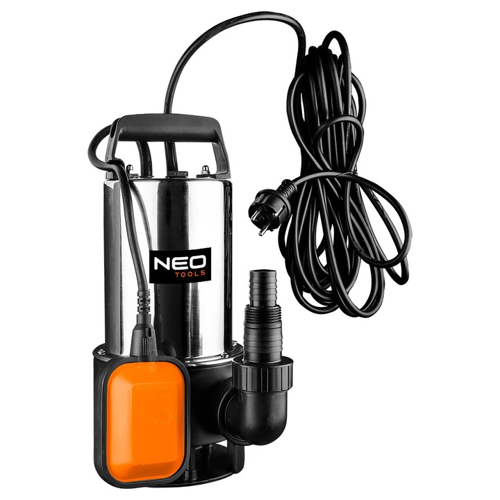 Neo Tools búvárvíz-szivattyú, 1100 W, 18000 l/h, 9,5 m, készlet 1" és 1 1/2" csatlakozókkal