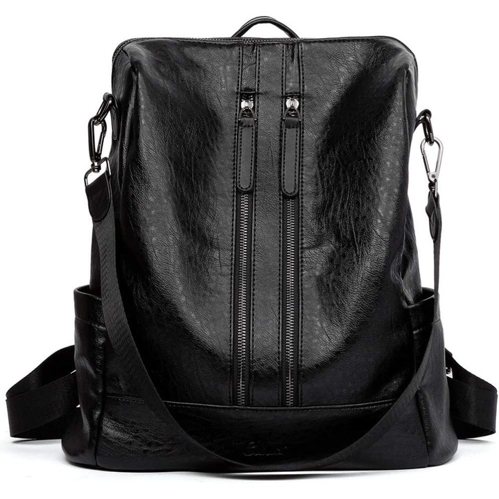 Rucsac elegant pentru femei, Enforose, anti-furt, negru, curea detasabila