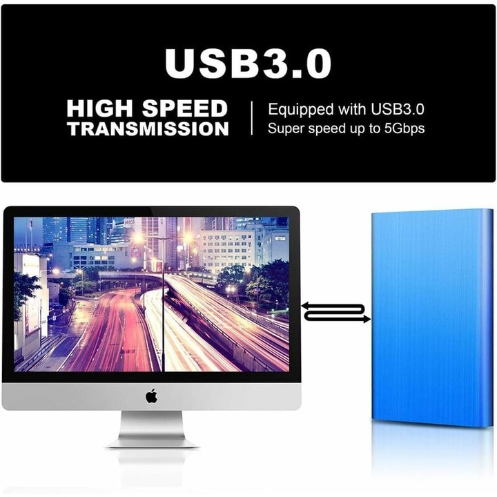 Cutie Externa pentru Hard Disk, Enforose, 1TB, USB3.0, Aluminiu, Rezistent la Apa, 2.5in