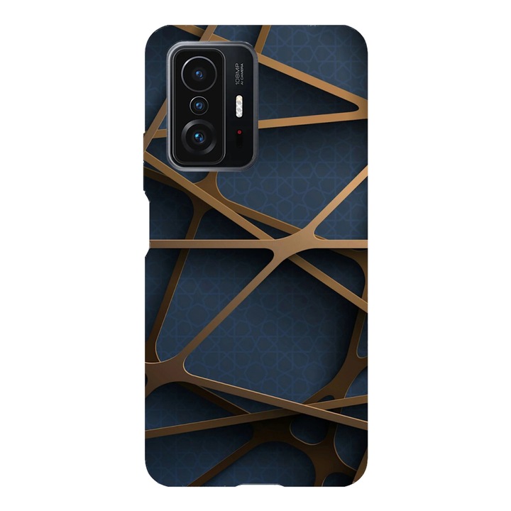 Калъф за телефон, съвместим с Xiaomi Redmi Note 14 Pro Plus, Обратно, Модел с абстрактни форми на синя стена, Силикон, TPU