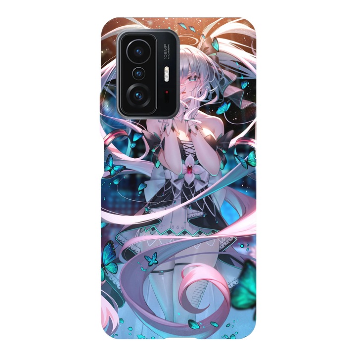 Husa telefon compatibila cu Xiaomi Redmi Note 14, Viceversa, model Butterflies Hatsune Miku, Silicon, TPU