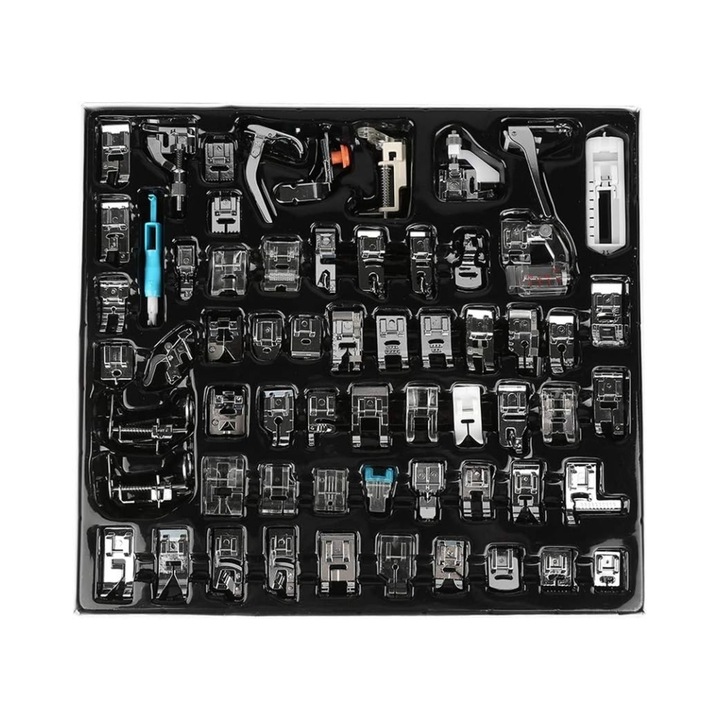 Set picioruse pentru masina de cusut Enforose, multifunctional, 62 de piese