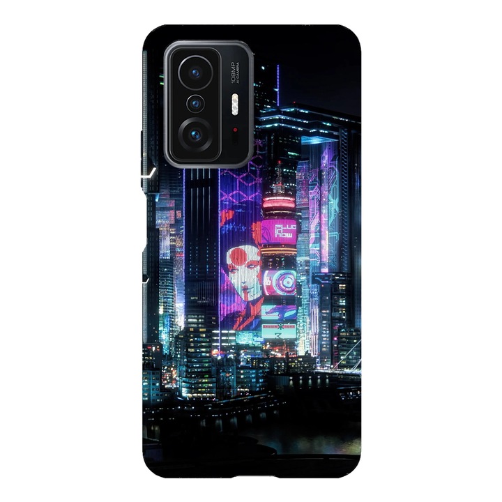 Husa telefon compatibila cu Xiaomi Redmi Note 14 Pro Plus, Viceversa, model City Lights Cyberpunk, Silicon, TPU