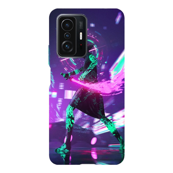 Husa telefon compatibila cu Xiaomi Redmi Note 14 Pro Plus, Viceversa, model Cyberpunk neon samurai, Silicon, TPU