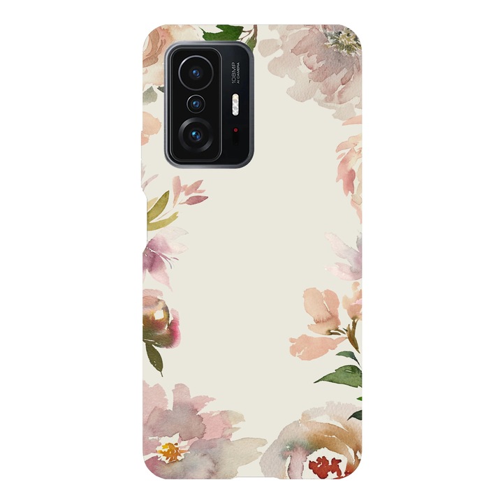 Калъф за телефон, съвместим с Xiaomi Redmi Note 14 Pro Plus, обратното, модел с елегантен дизайн на цветя, силикон, TPU