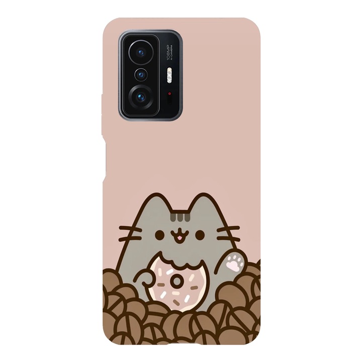 Husa telefon compatibila cu Xiaomi Redmi Note 14 Pro Plus, Viceversa, model Donuts and coffe time Pusheen, Silicon, TPU
