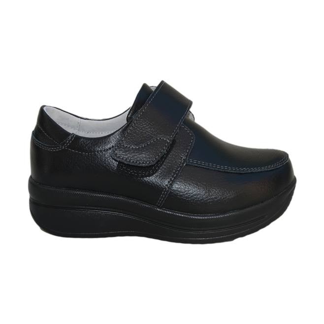 Pantofi cu talpa groasa si bareta reglabila, D&J Exclusive, Negru