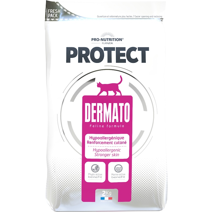 Protect Dermato hipoallergén táplálék macskáknak, akik emésztőrendszeri megbetegedésekkel vagy különféle allergiákkal küzdenek, 2 kg