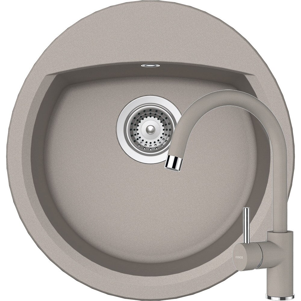 Kit chiuveta Schock Manhattan R-100 470 x 490 mm si baterie Schock Plutos Beton Cristalite