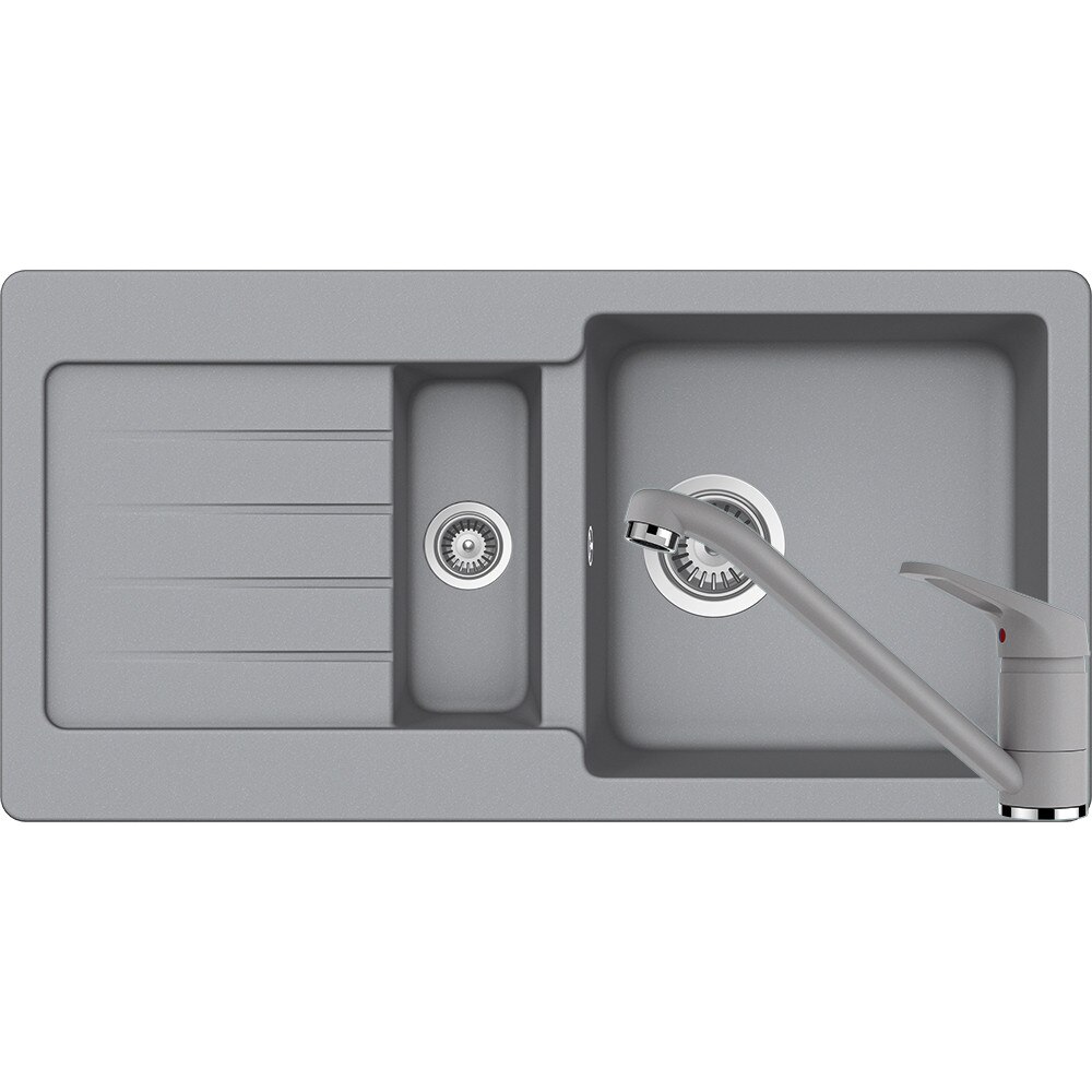 Kit chiuveta Schock Typos D-150S 860 x 435 mm si baterie Schock Cosmo Croma Cristalite