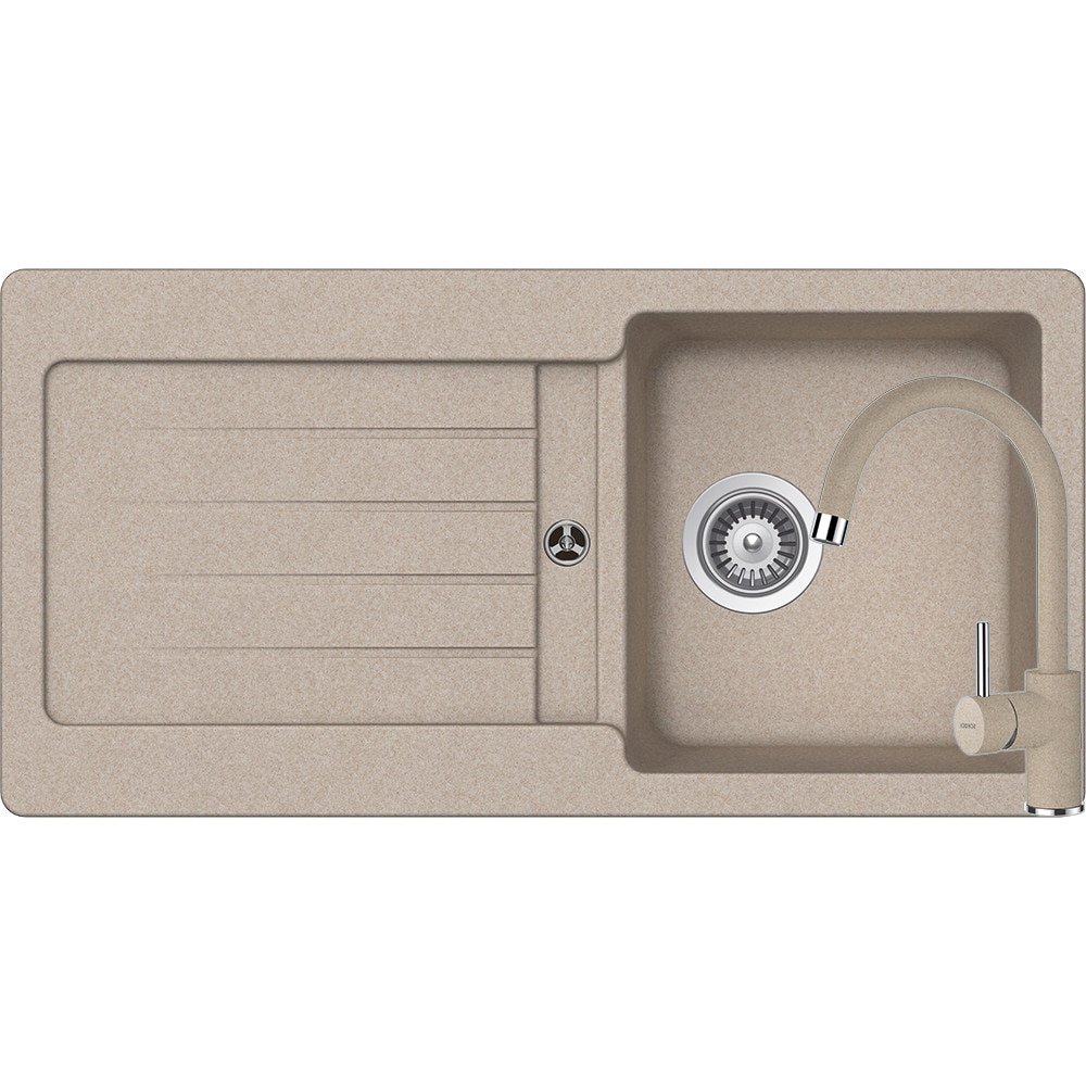 Kit chiuveta Schock Typos D-100S 860 x 435 mm si baterie Schock Plutos Sabbia Cristalite