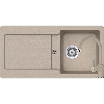 Kit chiuveta Schock Typos D-100S 860 x 435 mm si baterie Schock Plutos Sabbia Cristalite Kit chiuveta Schock Typos D-100S 860 x 435 mm si baterie Schock Plutos Sabbia Cristalite