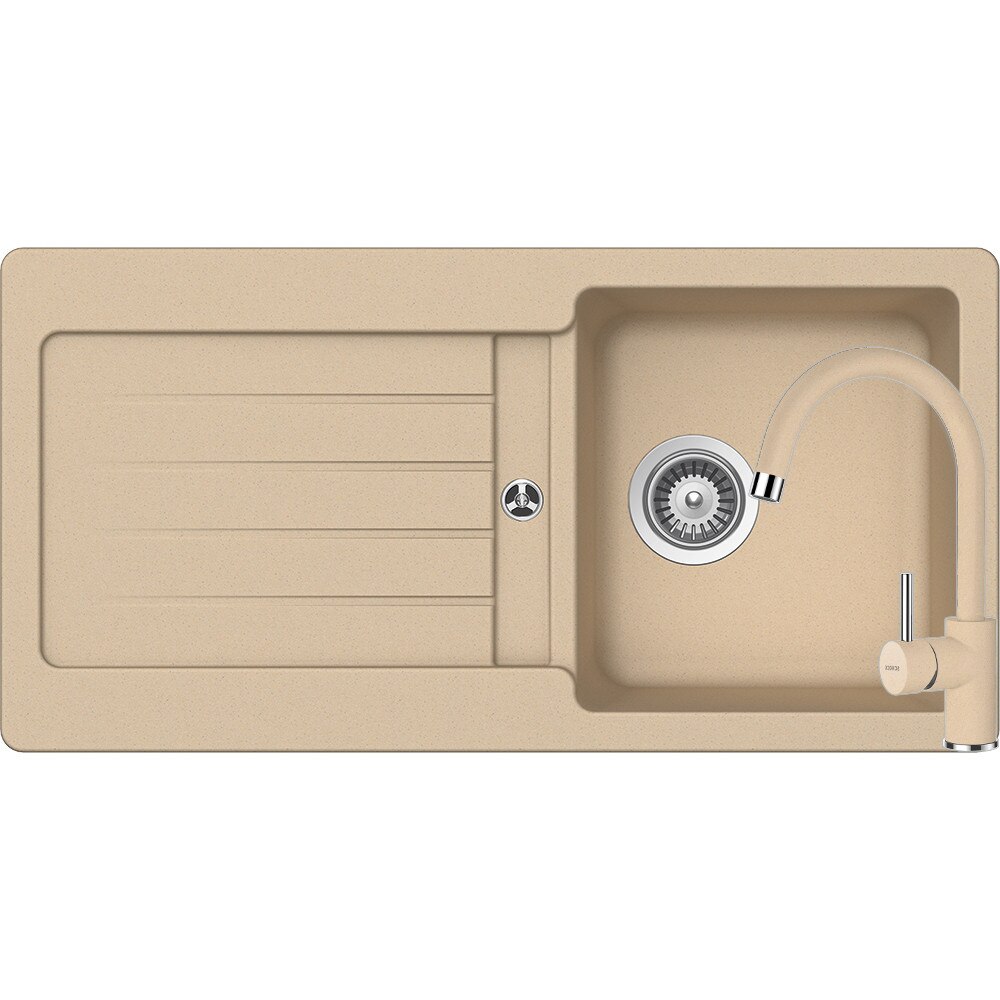 Kit chiuveta Schock Typos D-100S 860 x 435 mm si baterie Schock Plutos Moonstone Cristalite