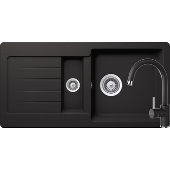 Kit chiuveta Schock Typos D-150S 860 x 435 mm si baterie Schock Plutos Nero Cristalite Kit chiuveta Schock Typos D-150S 860 x 435 mm si baterie Schock Plutos Nero Cristalite