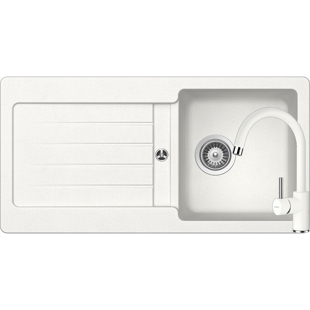 Kit chiuveta Schock Typos D-100S 860 x 435 mm si baterie Schock Plutos Alpina Cristalite