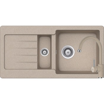 Kit chiuveta Schock Typos D-150S 860 x 435 mm si baterie Schock Plutos Sabbia Cristalite Kit chiuveta Schock Typos D-150S 860 x 435 mm si baterie Schock Plutos Sabbia Cristalite