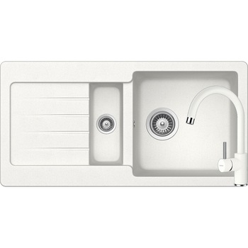 Kit chiuveta Schock Typos D-150S 860 x 435 mm si baterie Schock Plutos Alpina Cristalite Kit chiuveta Schock Typos D-150S 860 x 435 mm si baterie Schock Plutos Alpina Cristalite