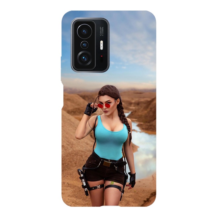 Husa telefon compatibila cu Xiaomi Redmi Note 14 Pro, Viceversa, model Lara Croft cosplay, Silicon, TPU