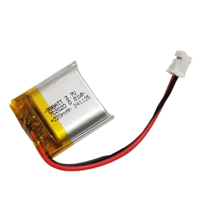 Acumulator Li-Po 220mAh 3.7V Nafpro 702020/ 20x20x7 mm, Mufa PH 2.0