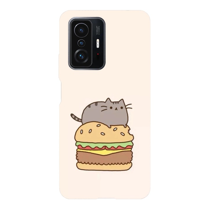 Husa telefon compatibila cu Xiaomi Redmi Note 14 Pro Plus, Viceversa, model Pusheen Burger, Silicon, TPU