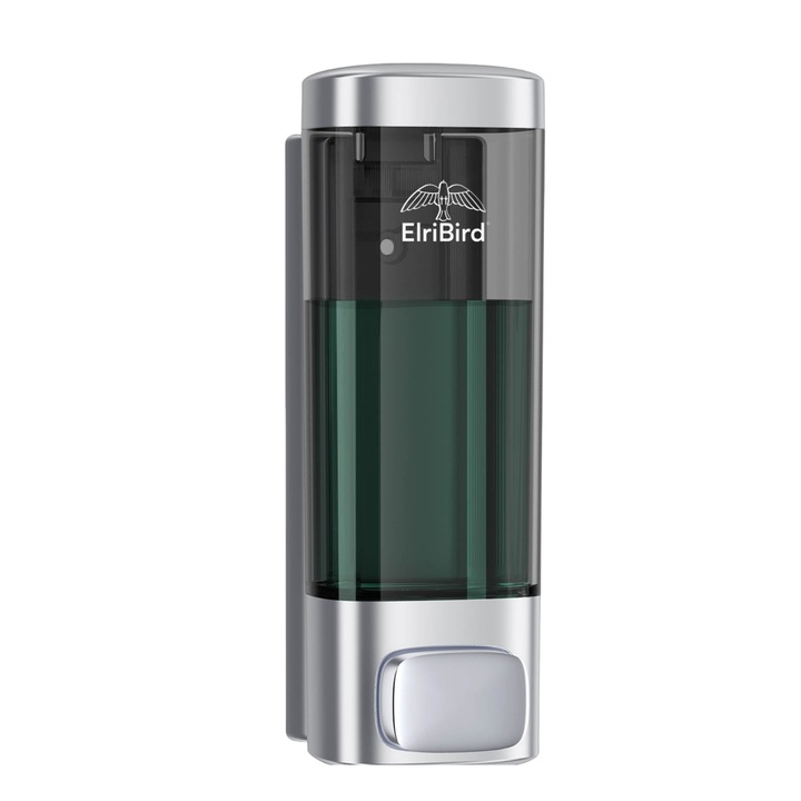 330 ml-es kézi szappanadagoló polikarbonátból és ABS-ből - Tartós, ellenálló, ideális szállodákba, üdülőhelyekbe, Airbnb-be és nyilvános terekbe, Szivattyúrendszer intenzív használatra - ELRIBIRD