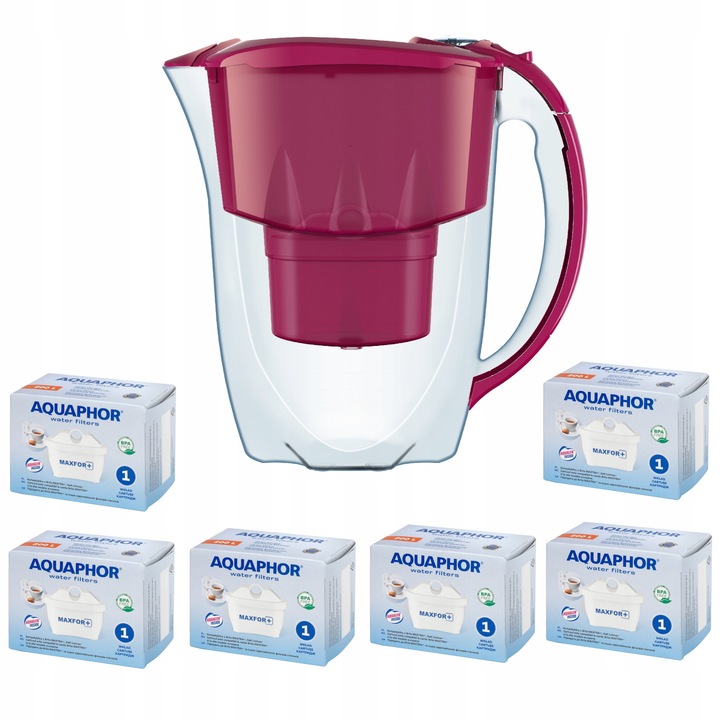Cana filtranta Aquaphor Amethyst 2, 8 l carafa filtranta + 6 cartuse, cires