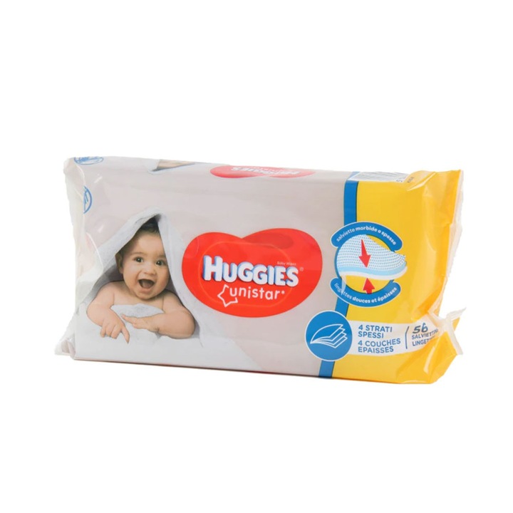 Пакет от 6 X мокри кърпички Huggies Unistar 56 бр