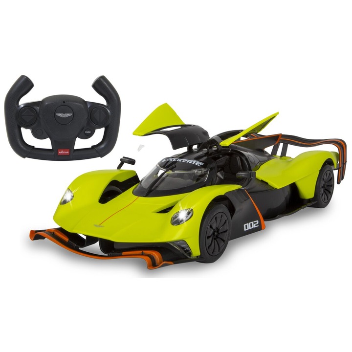 Masina RC cu telecomanda Aston Martin Valkyrie, Lungime 35.7 cm, Scara 1:14, 2.4Ghz, Lumini LED fata, Usi manuale, 6+