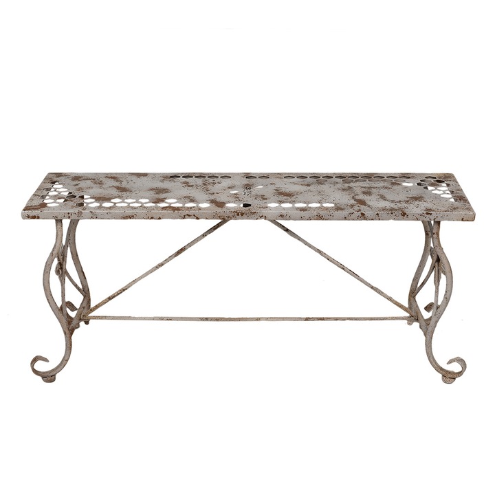 Masuta fier alb maro vintage 105x35x44 cm