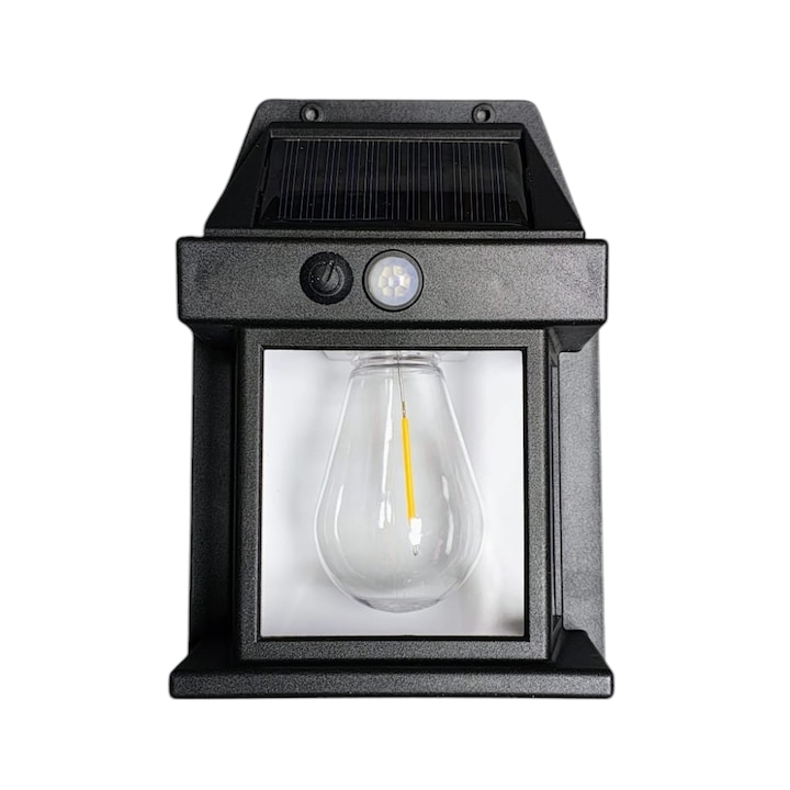 Lampa solara de perete cu senzor de lumina si miscare, YT-888 1W Design tip felinar cu bec