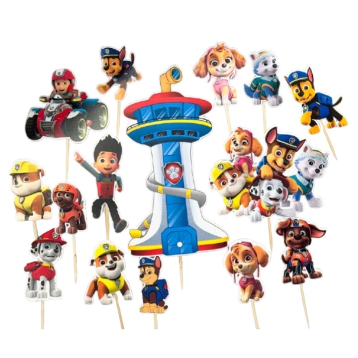 Set decoratiuni tort Paw Patrol 2-15cm