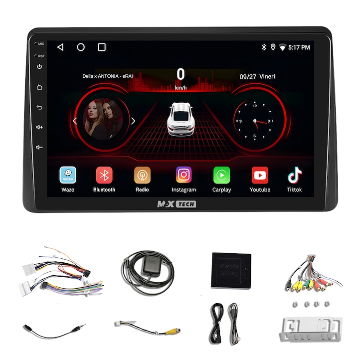 Navigációs rendszer Dacia Duster / Renault Arkana (2018-2021) Android 13 és CarPlay, MaxTech, 10" IPS képernyő, GPS funkciók, Carplay, WIFI, RDS, DSP, EQ, Airplay, Mirrorscreen, Bluetooth, Waze