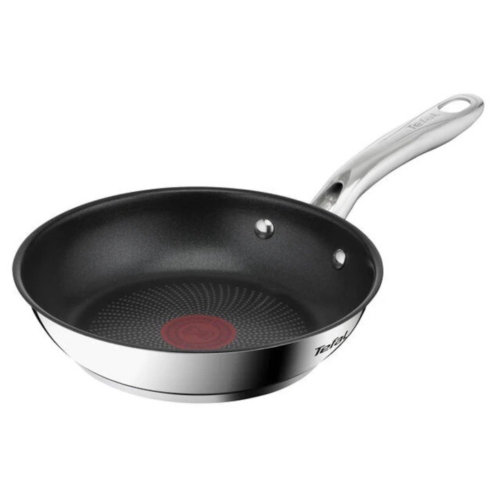 Tigaie Tefal Infinite, 20 cm, invelis antiaderent din titan, indicator Thermo-Signal, Thermo Fusion, inductie, argintiu/negru