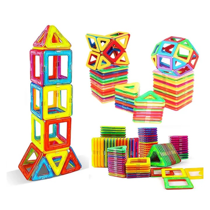 Set 40 Placi Magnetice de Construit – Joc STEM pentru Copii, Multicolor, Creativ si Educativ