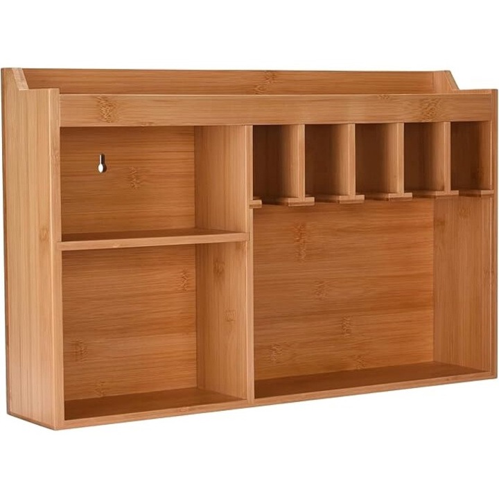 Elektromos szerszám rendszerező, TOOLZILLA. Falra szerelhető, 5 akasztóhellyel, tömörfa szerszámtároló, garázs, műhely, raktár