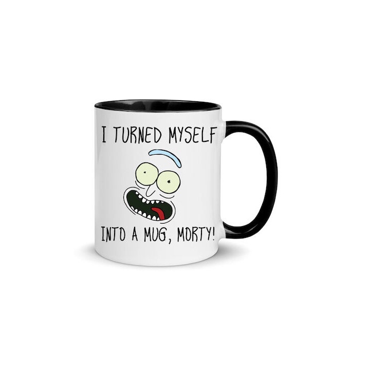 Cana ceramica Rick and Morty, 330ml, alb-negru, design amuzant, Chn